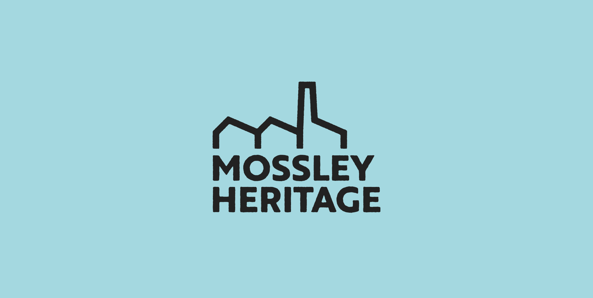 Mossley Heritage's new logo created by GFSC, showing a stylised chimney and rooftops